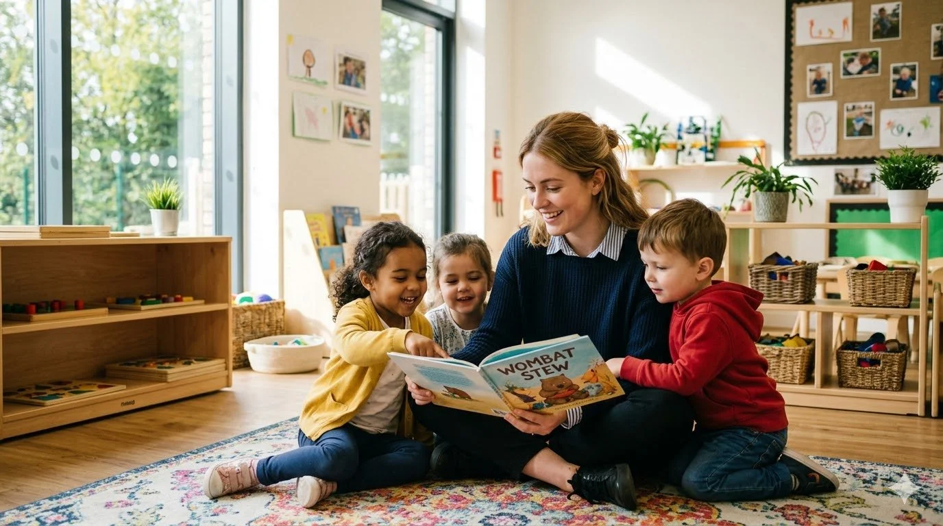 An early childhood teacher working with young children